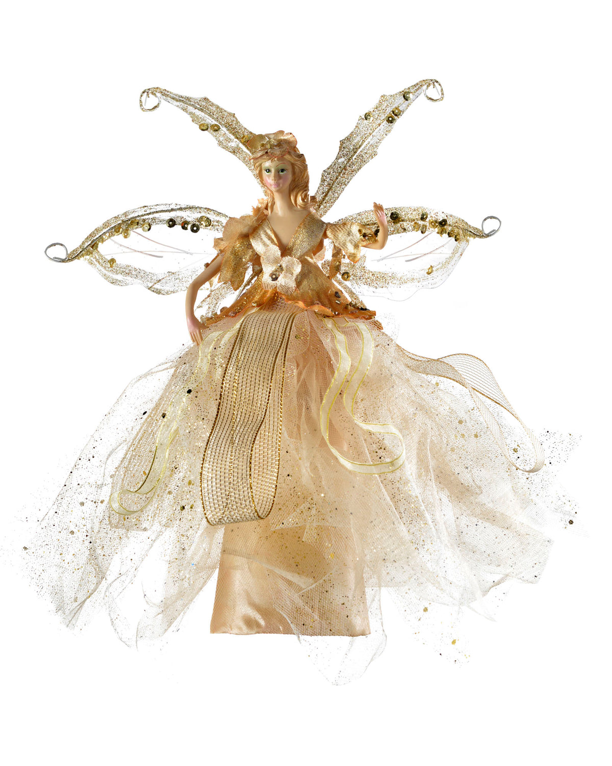 Fairy Christmas Tree Topper, Gold, 28 cm