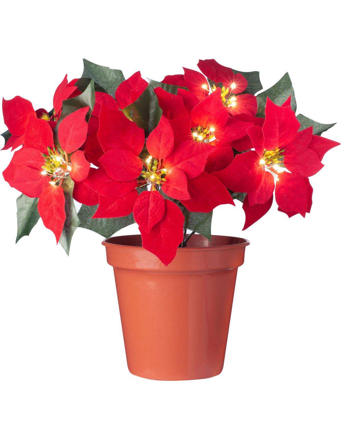 Pre-Lit Poinsettia Flowerpot Plant, 45 cm