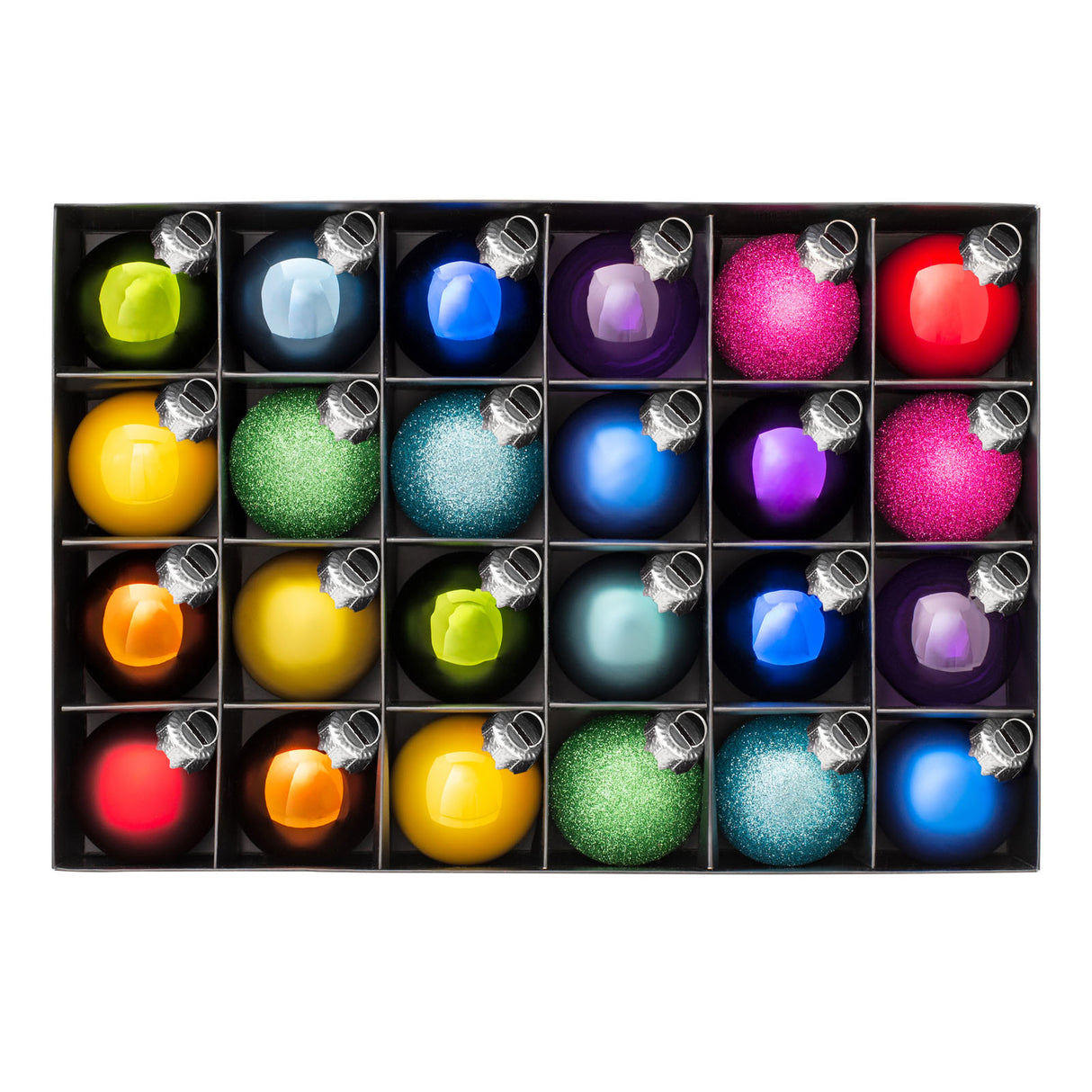 Rainbow Glass Baubles, 24 Pack, 3 cm