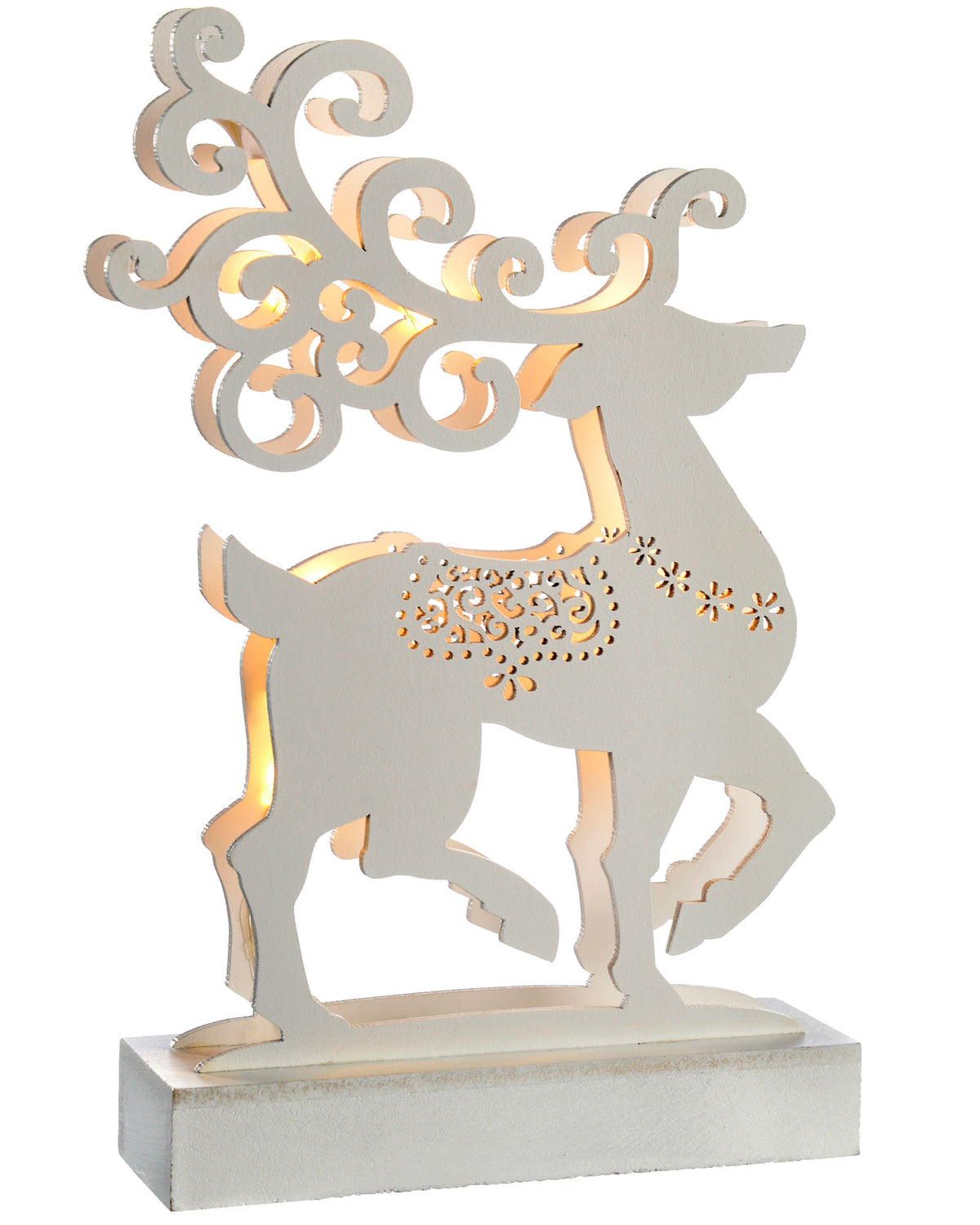 Pre-Lit Wooden Reindeer, 25 cm