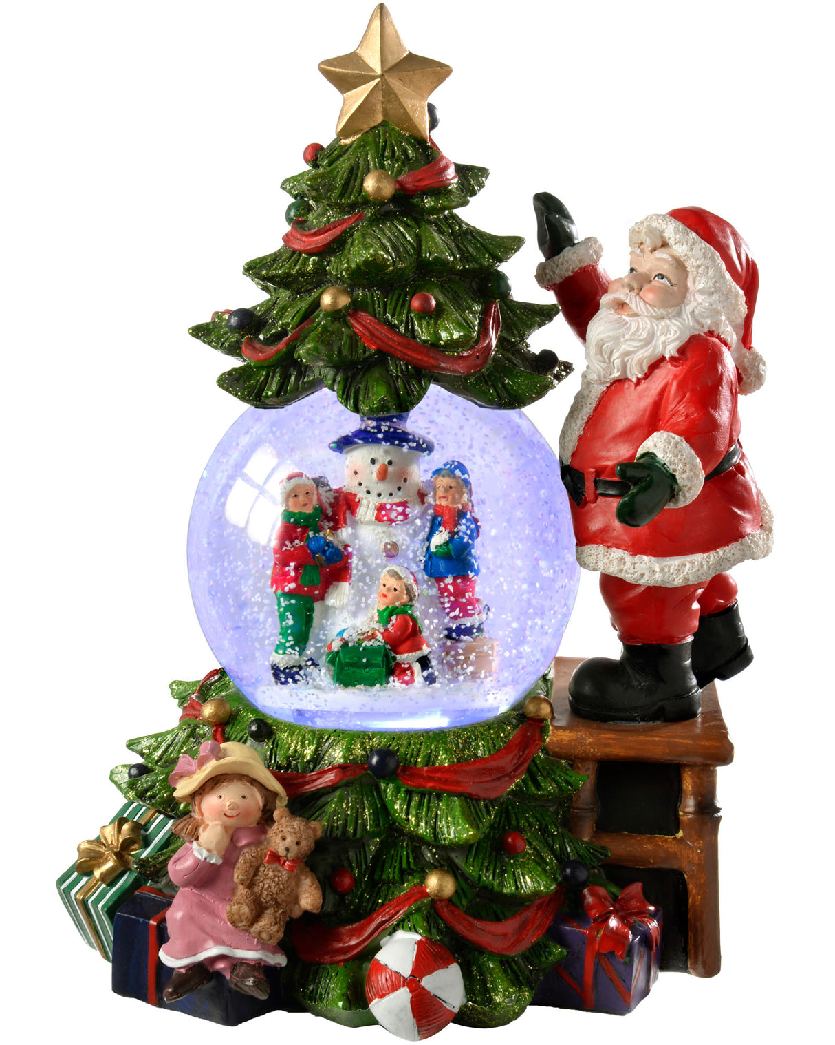 Musical Colour Changing Santa Snow Globe, 23 cm