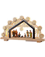 Pre-Lit Wooden Nativity Scene, 26 cm