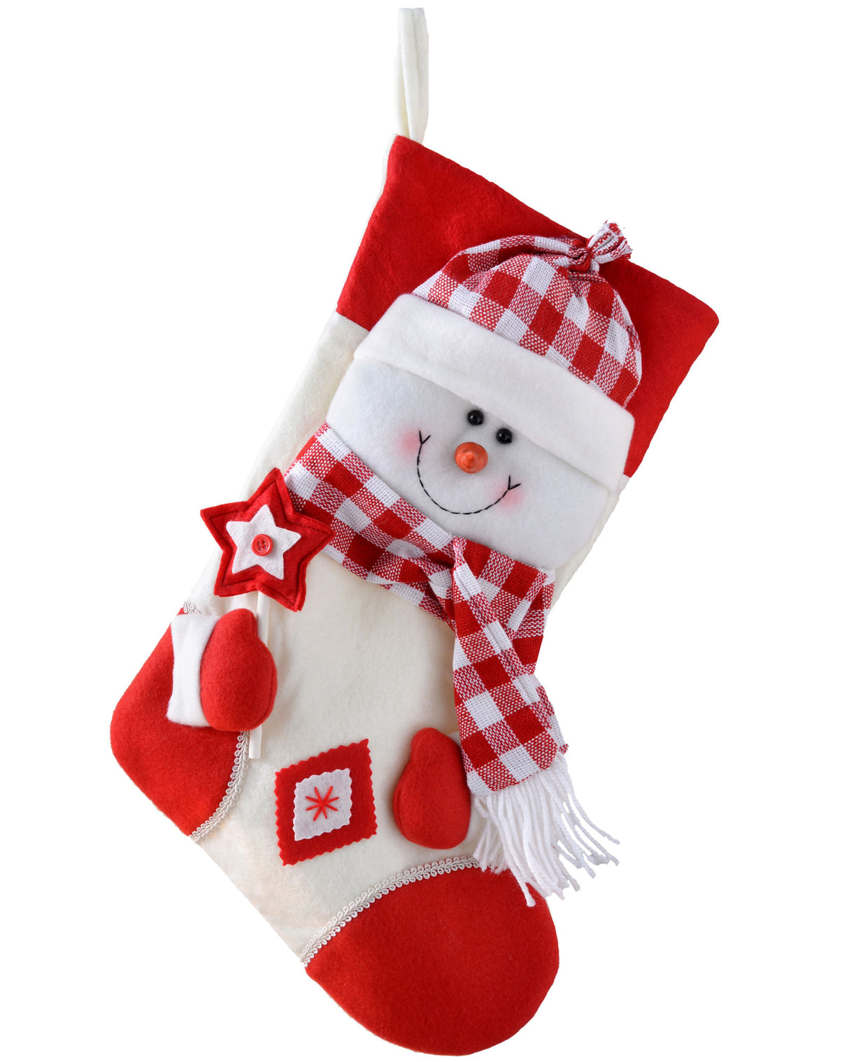 Snowman Stocking, Tartan, 48 cm