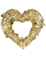 Pre-Lit Rattan Heart Wreath, 33 cm