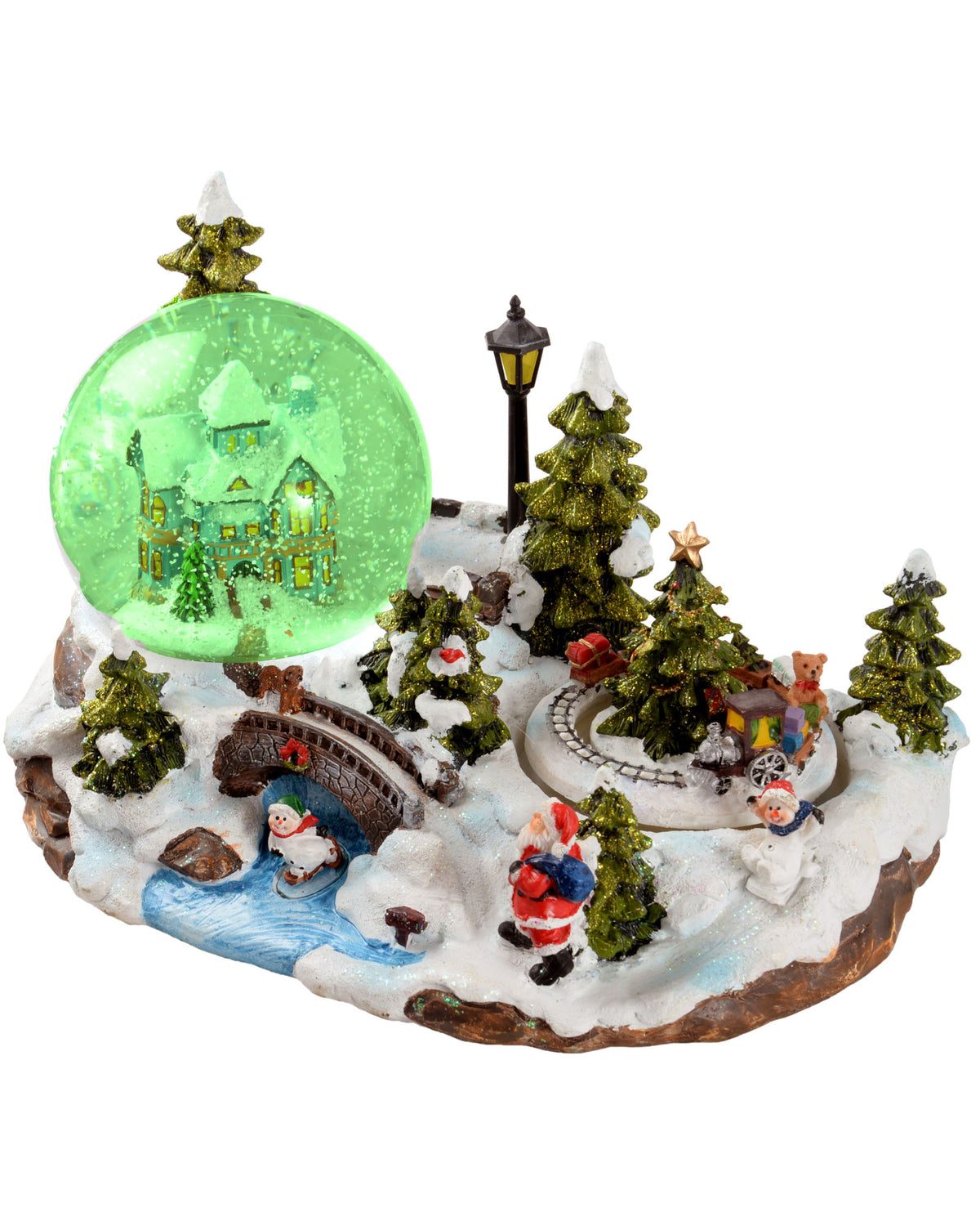 Animated Village Scene Musical Snow Globe, 25 cm