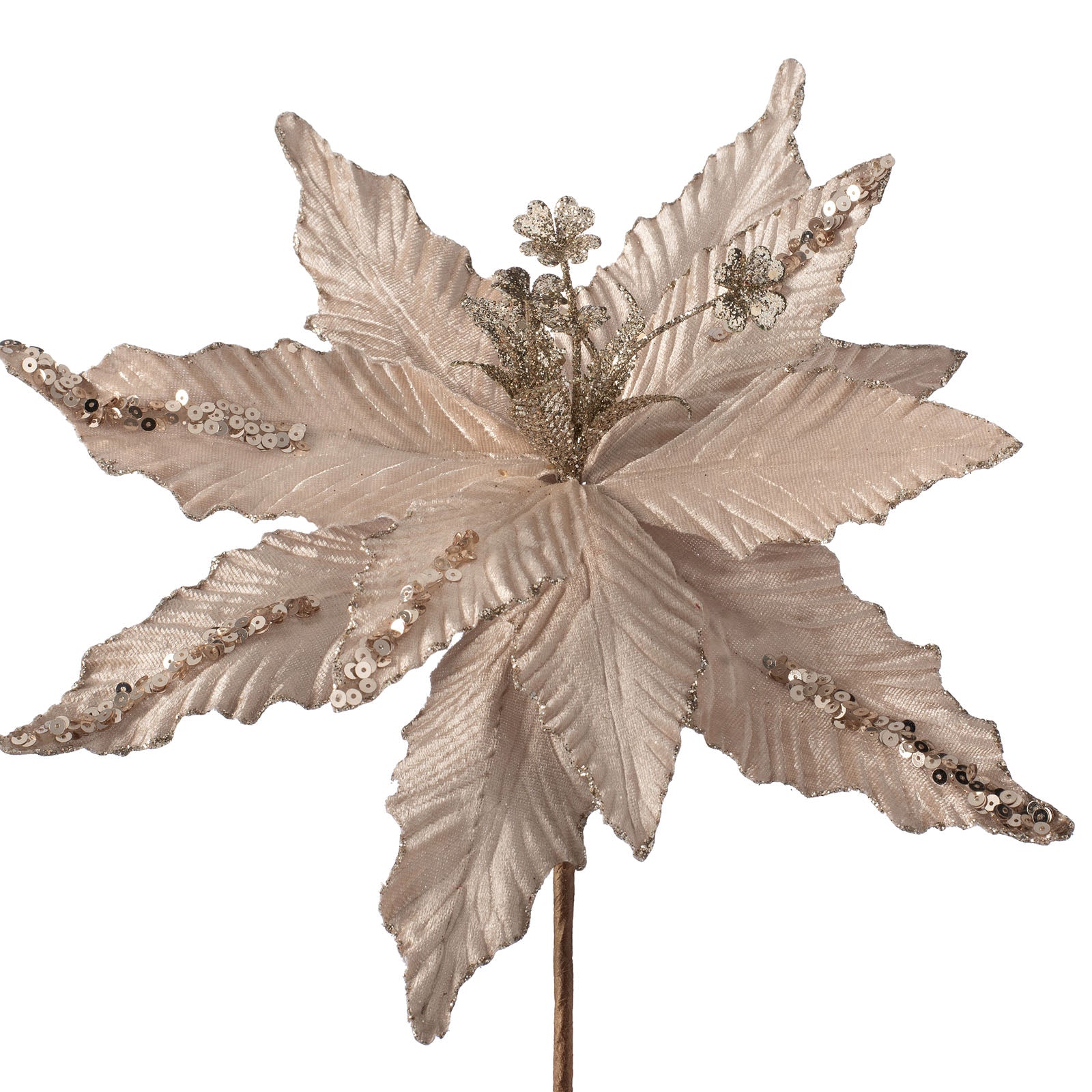 Artificial Poinsettia Flower, Champagne, 32 cm