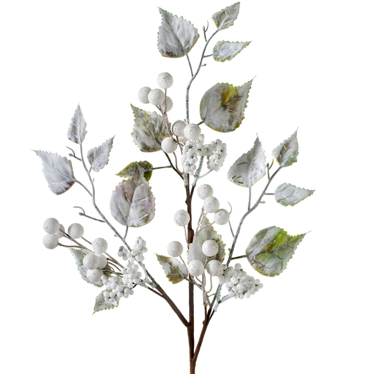 Artificial Frosted Berries Pick, White, 25 cm