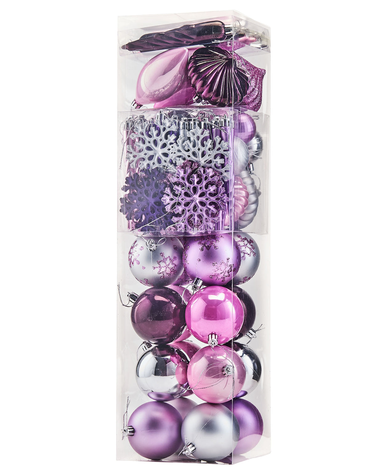 Lilac Shatterproof Baubles, 72 Pack