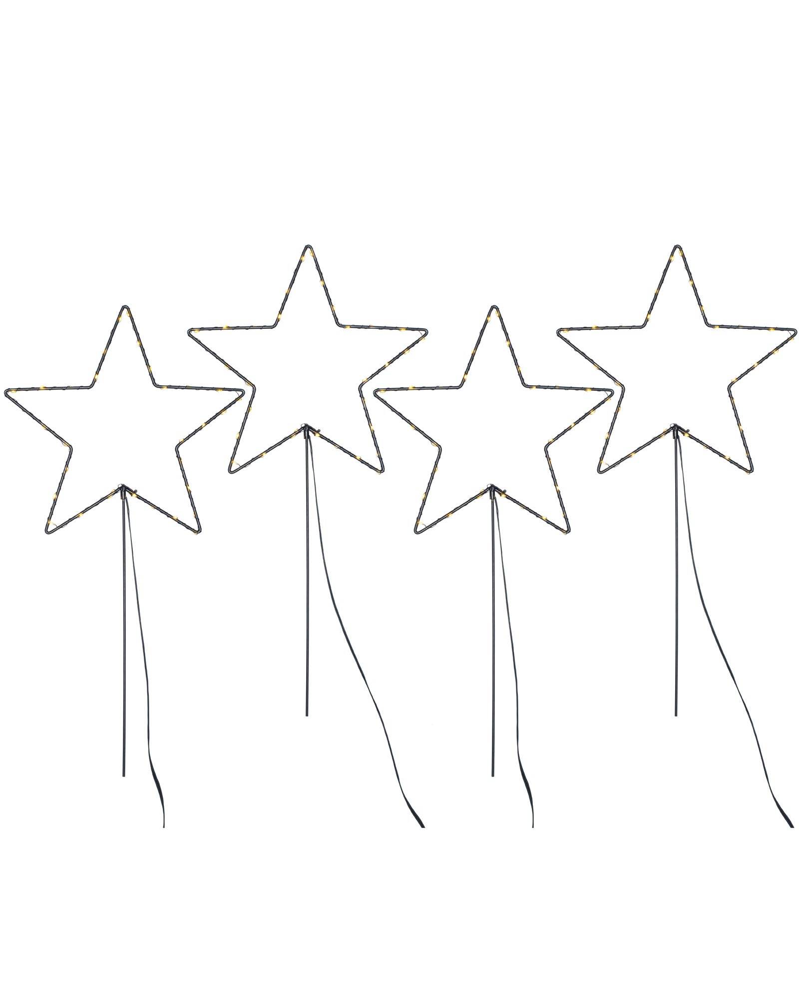 Set of 4 Pre-Lit Star Pathway Lights, 65 cm