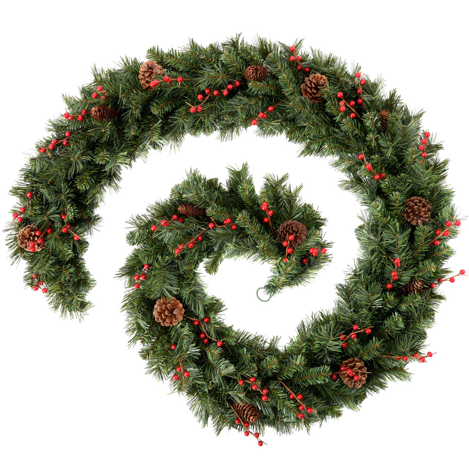 Extra Thick Mixed Pine Garland, Pinecones & Berries, 9 ft