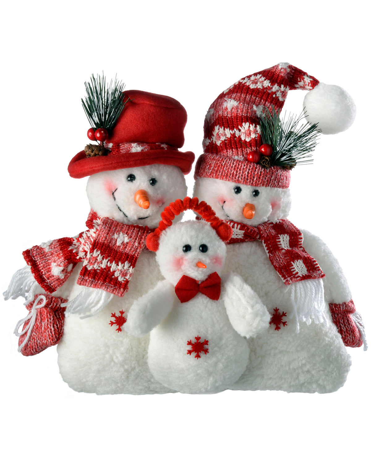 Snowman Family Figurine, Red/White, 27 cm