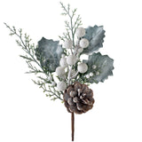 Artificial Frosted Berries and Pinecones Pick, 20 cm