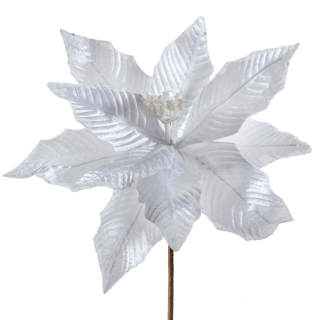 Artificial Poinsettia Flower, White, 34 cm