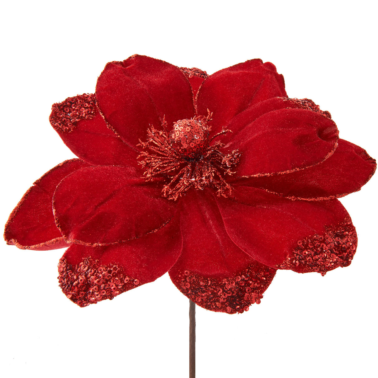 Artificial Magnolia Flower, Red, 26 cm
