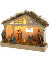 Pre-Lit Christmas Wooden Nativity Scene, 26 cm