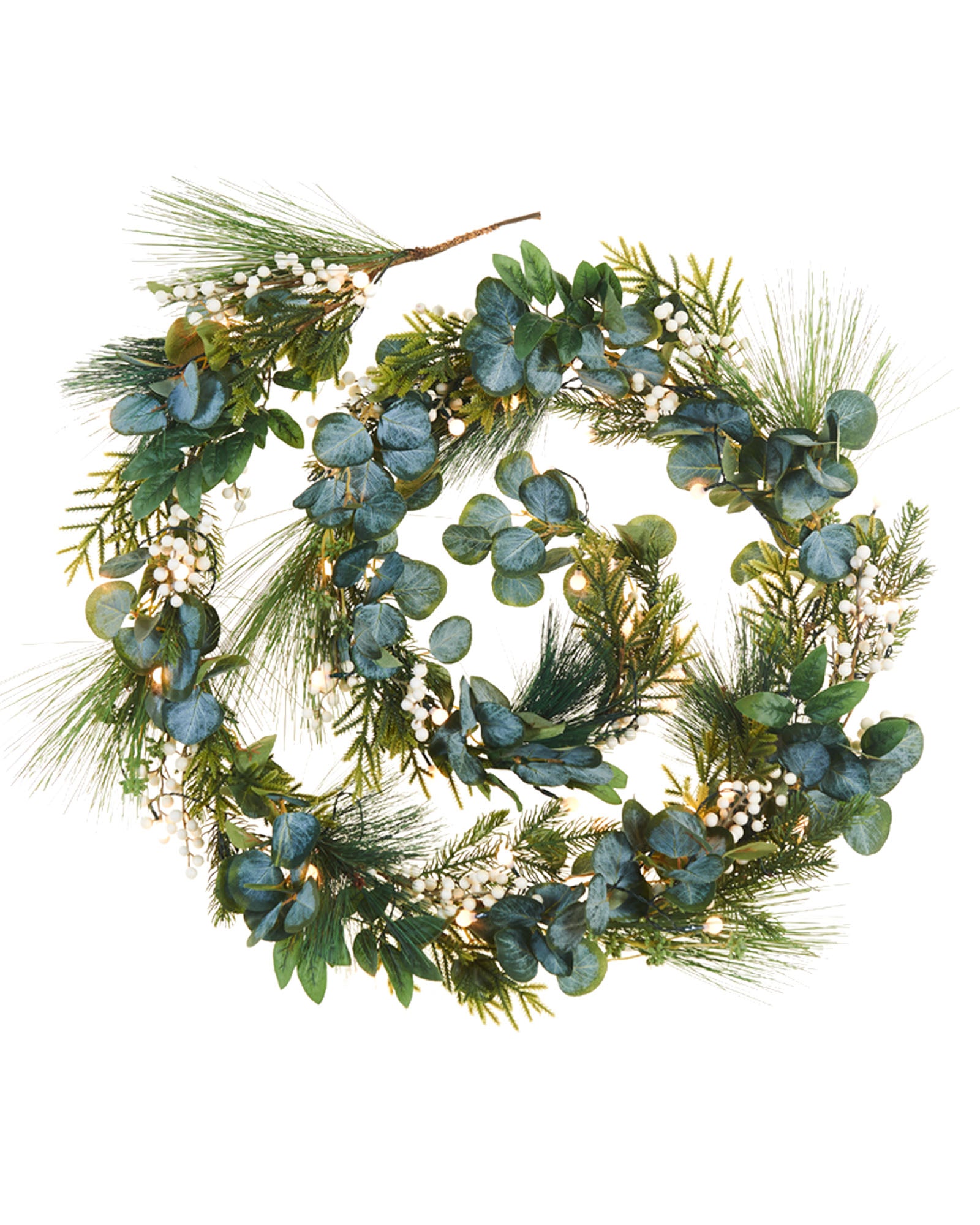 Pre-Lit Decorated Garland, Berries & Eucalyptuses, 9 ft