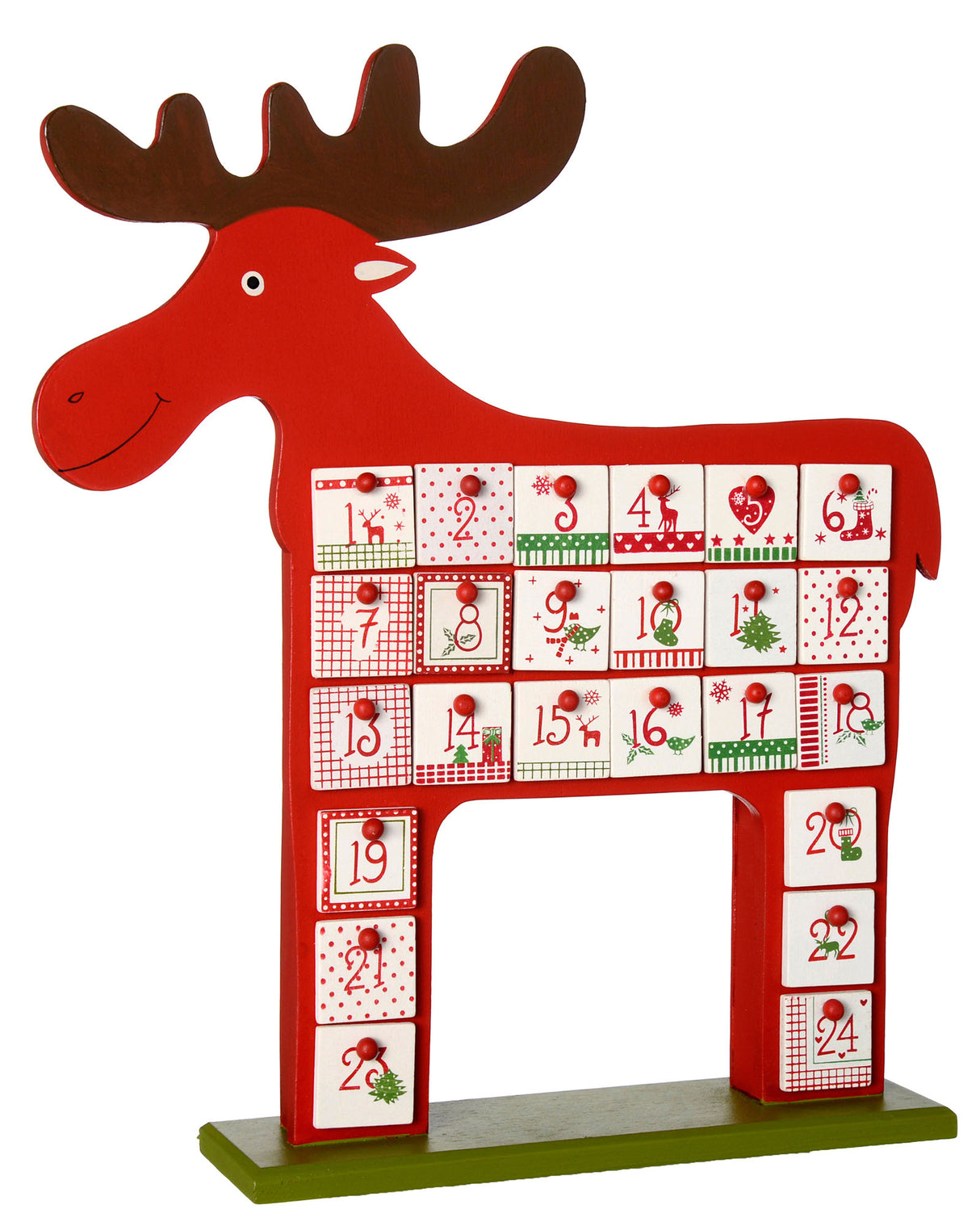 Wooden Reindeer Advent Calendar, 39 cm