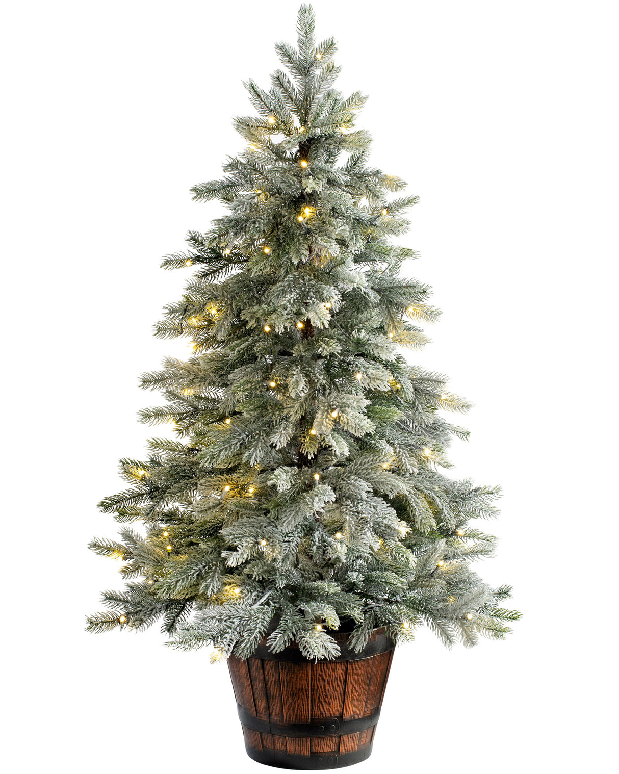 Pre-Lit Snow Flocked Potted Christmas Tree, 4 ft
