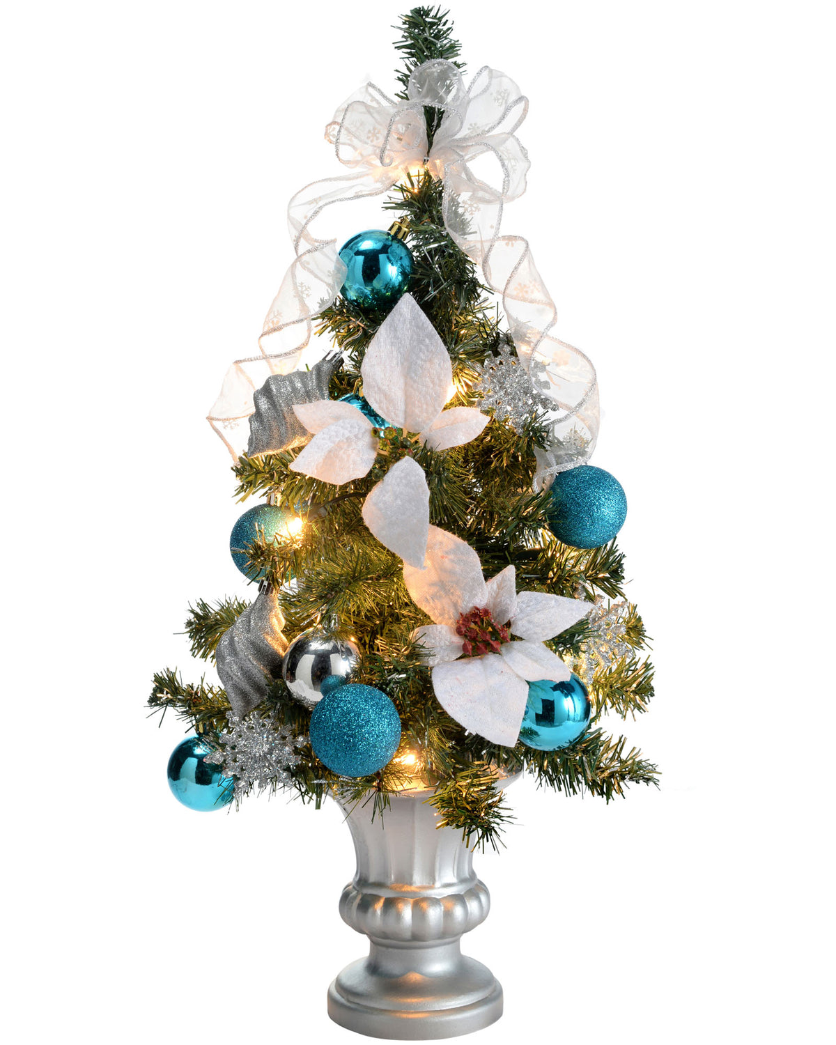 Pre-Lit Potted Decorated Christmas Tree, 2 ft