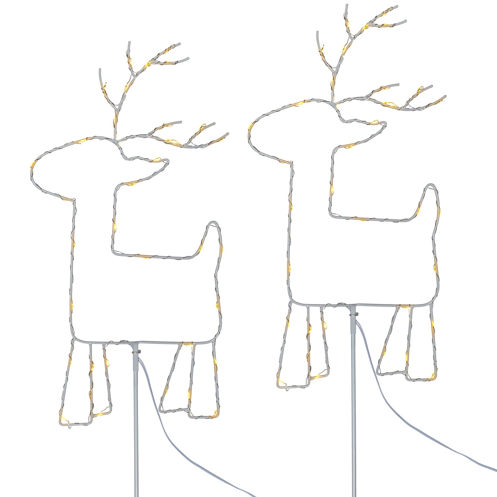 Set of 2 Reindeer Pathway Stake Lights, 1 m