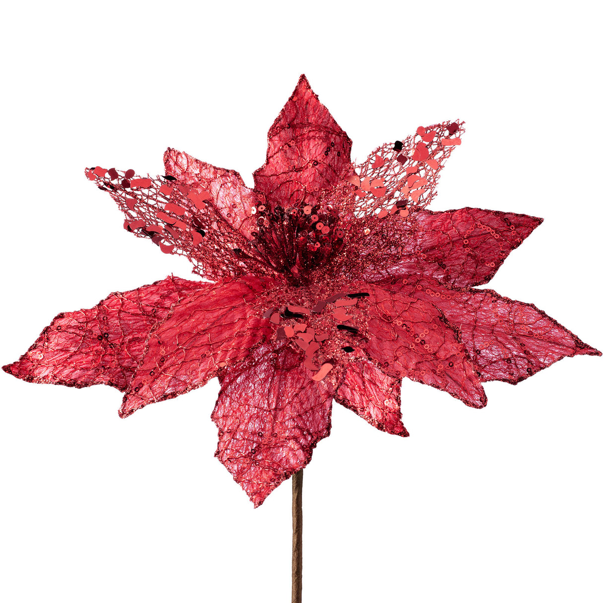 Artificial Poinsettia Flower, Red, 34 cm