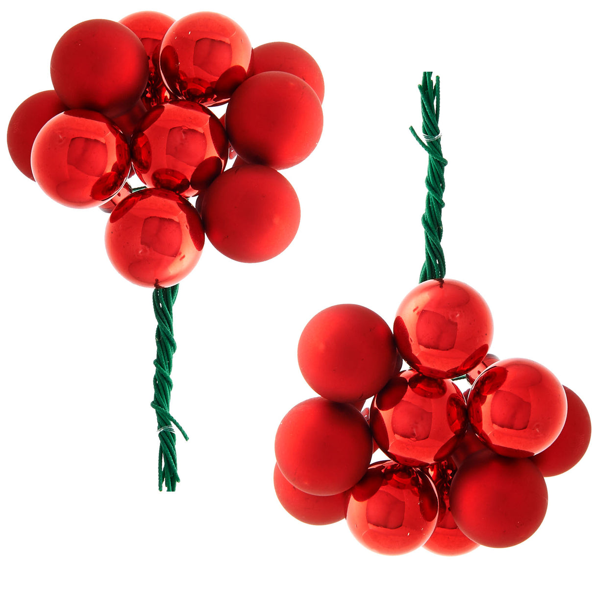 Red Glass Berry Cluster Baubles, 5 pack