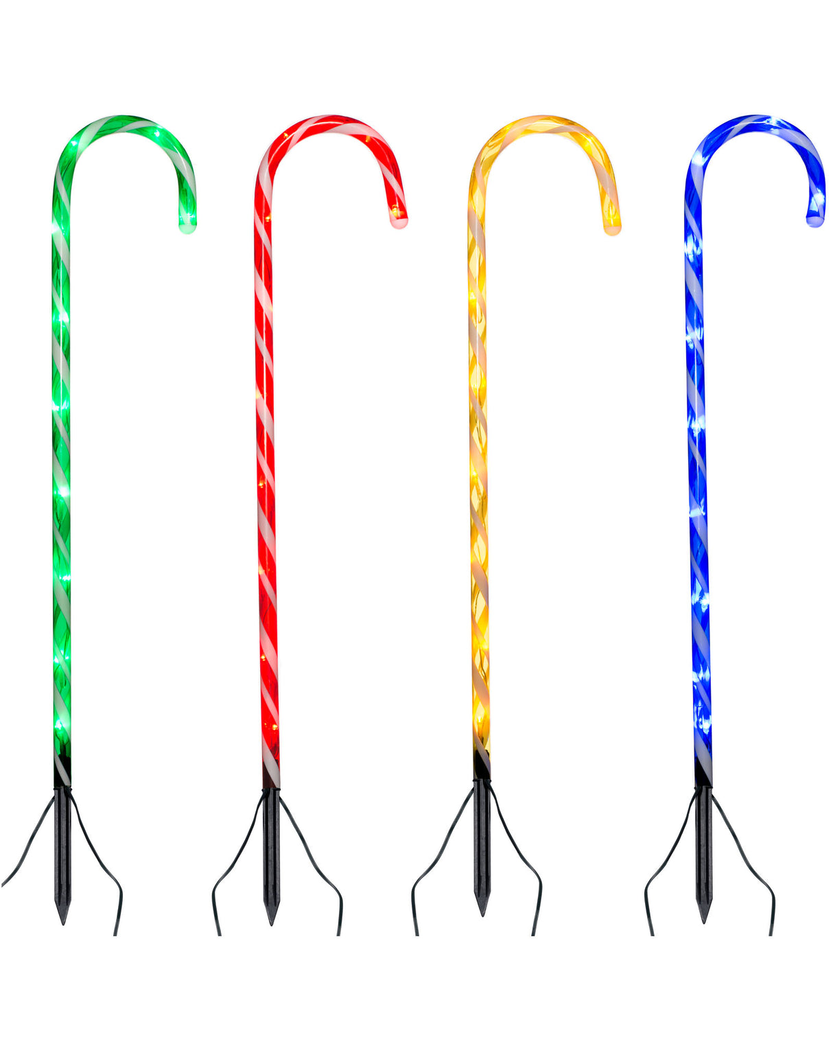 Set of 4 Connectable Candy Cane Pathway Lights, 75 cm