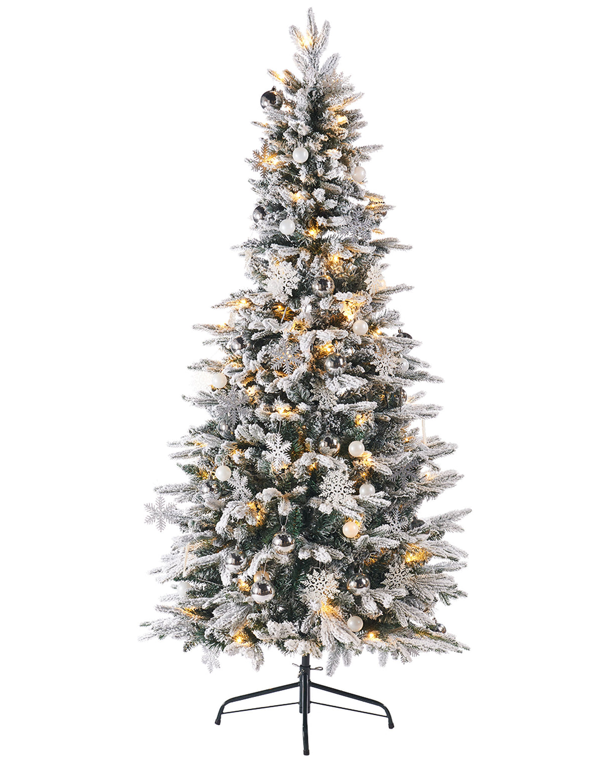 Pre-Lit Decorated Snow Flocked Pop-Up Christmas Tree, 6 ft