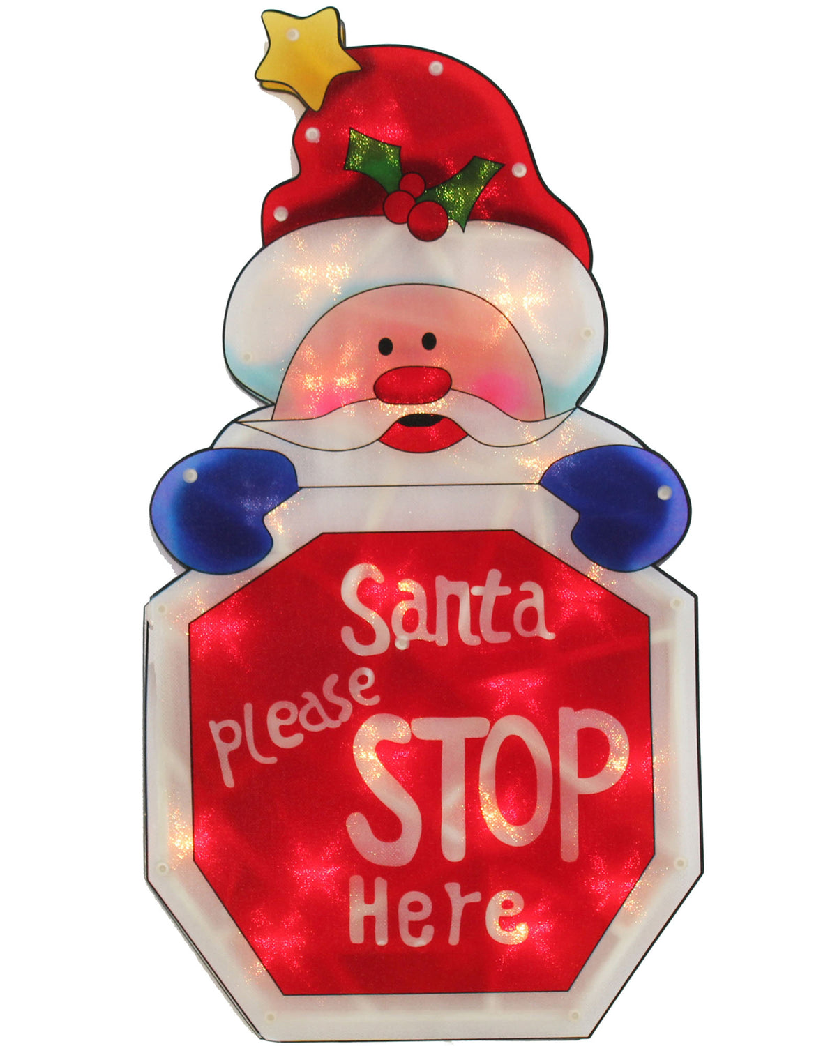 Pre-Lit Santa Stop Here Silhouette, 45 cm