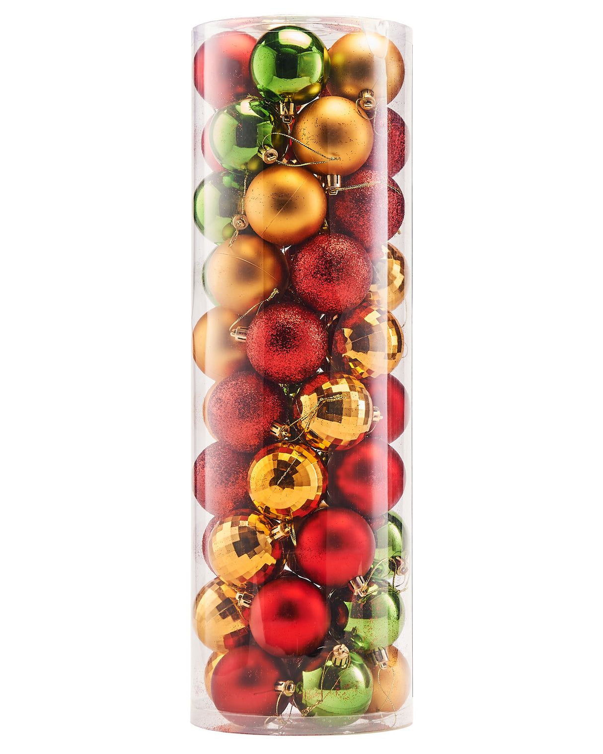 Red, Gold, Green Shatterproof Baubles, 50 Pack