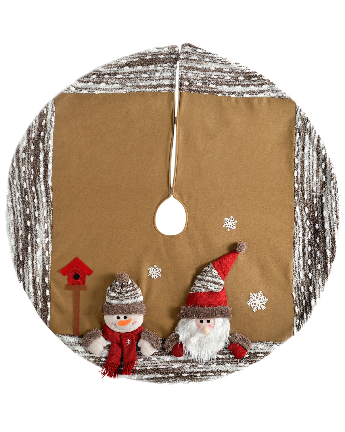 3D Santa and Snowman Christmas Tree Skirt Decoration, 122 cm - Brown/Multi-Colour