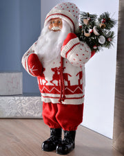 Knitted Santa Figurine, Red/White, 47 cm