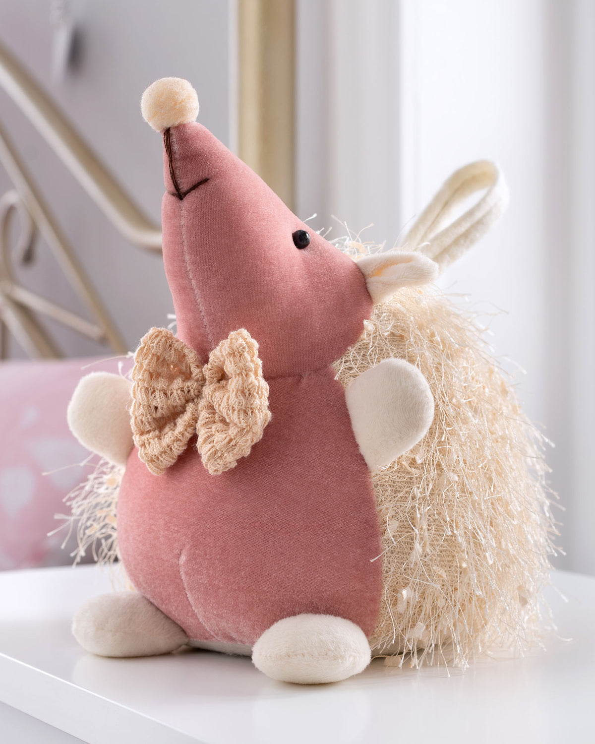 Hedgehog Figurine, Blush/Cream, 22 cm