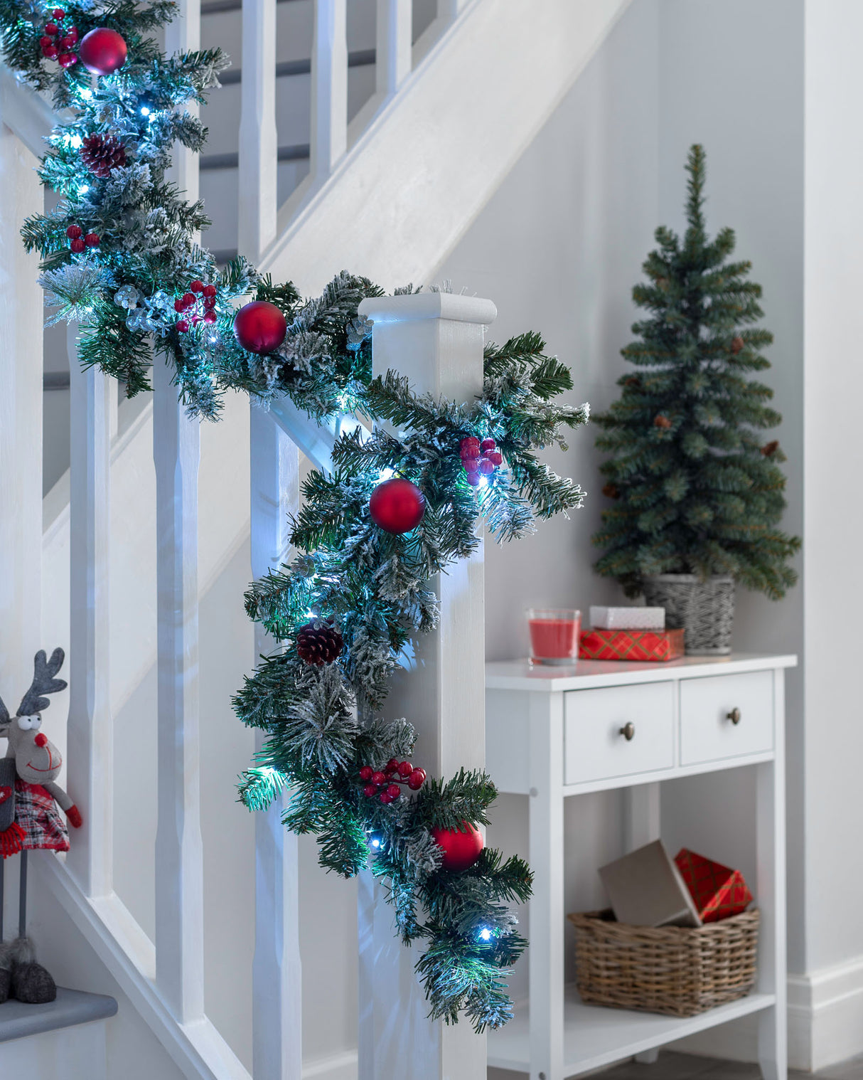 Pre-Lit Frosted Decorated Garland, 9 ft
