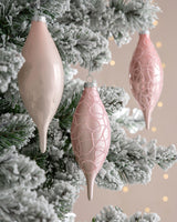 Baby Pink Glass Baubles, 5 Pack, 15 cm
