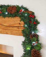 Pre-Lit Multi-Function Decorated Garland, 9 ft