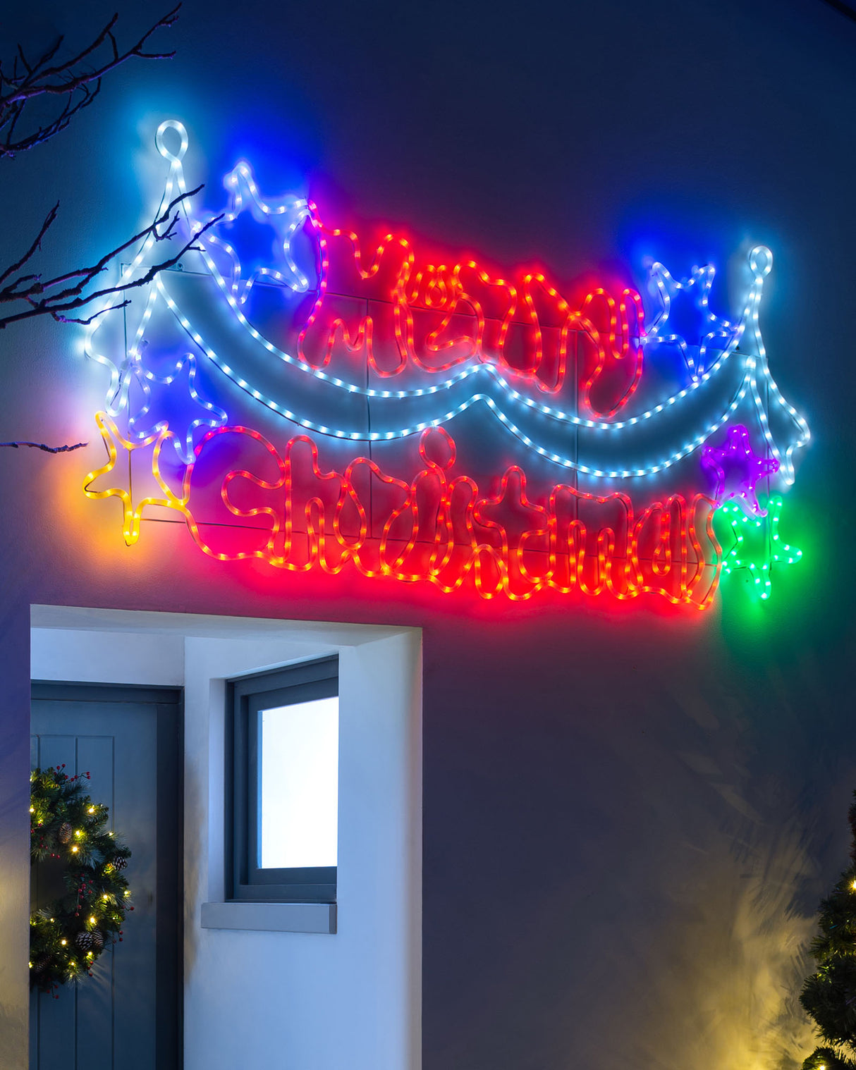 Merry Christmas Rope Light Silhouette, 195 cm