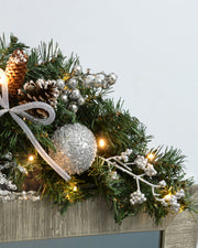Pre-Lit Decorated Arch Garland with 20 Warm White LEDs, Silver, 3 ft