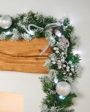 Pre-Lit Decorated Garland, Silver Ice, 9 ft