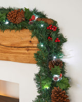 Pre-Lit Decorated Natural Pine Garland, 9 ft