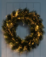 Pre-Lit Fibre Optic Pine Needle Wreath, Warm White, 60 cm