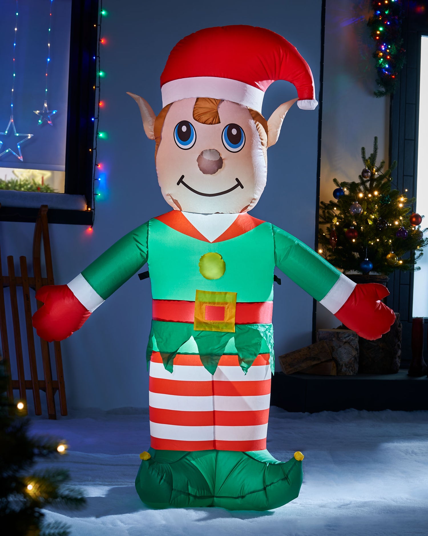 Pre-Lit Inflatable Elf, 5 ft – We R Christmas