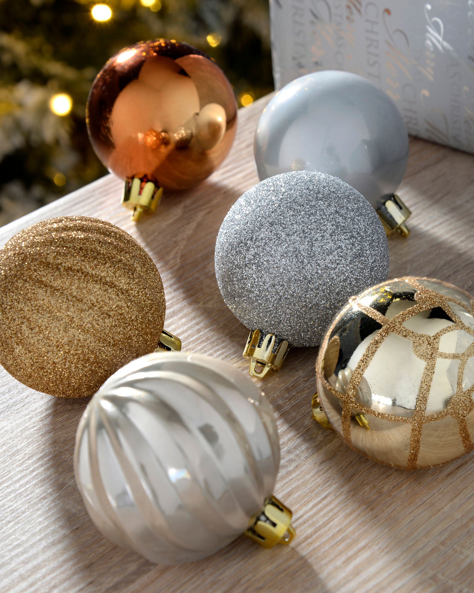 Forty Eight Copper Champagne Shatterproof Baubles We R Christmas