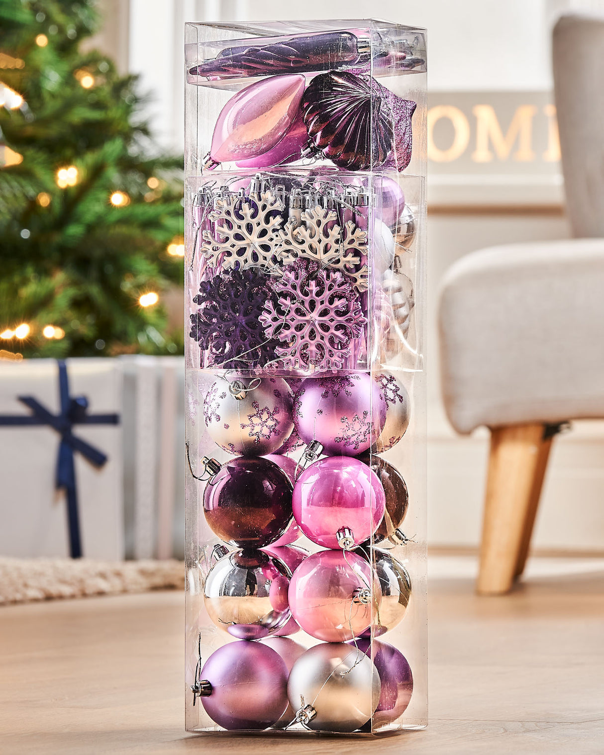 Lilac Shatterproof Baubles, 72 Pack