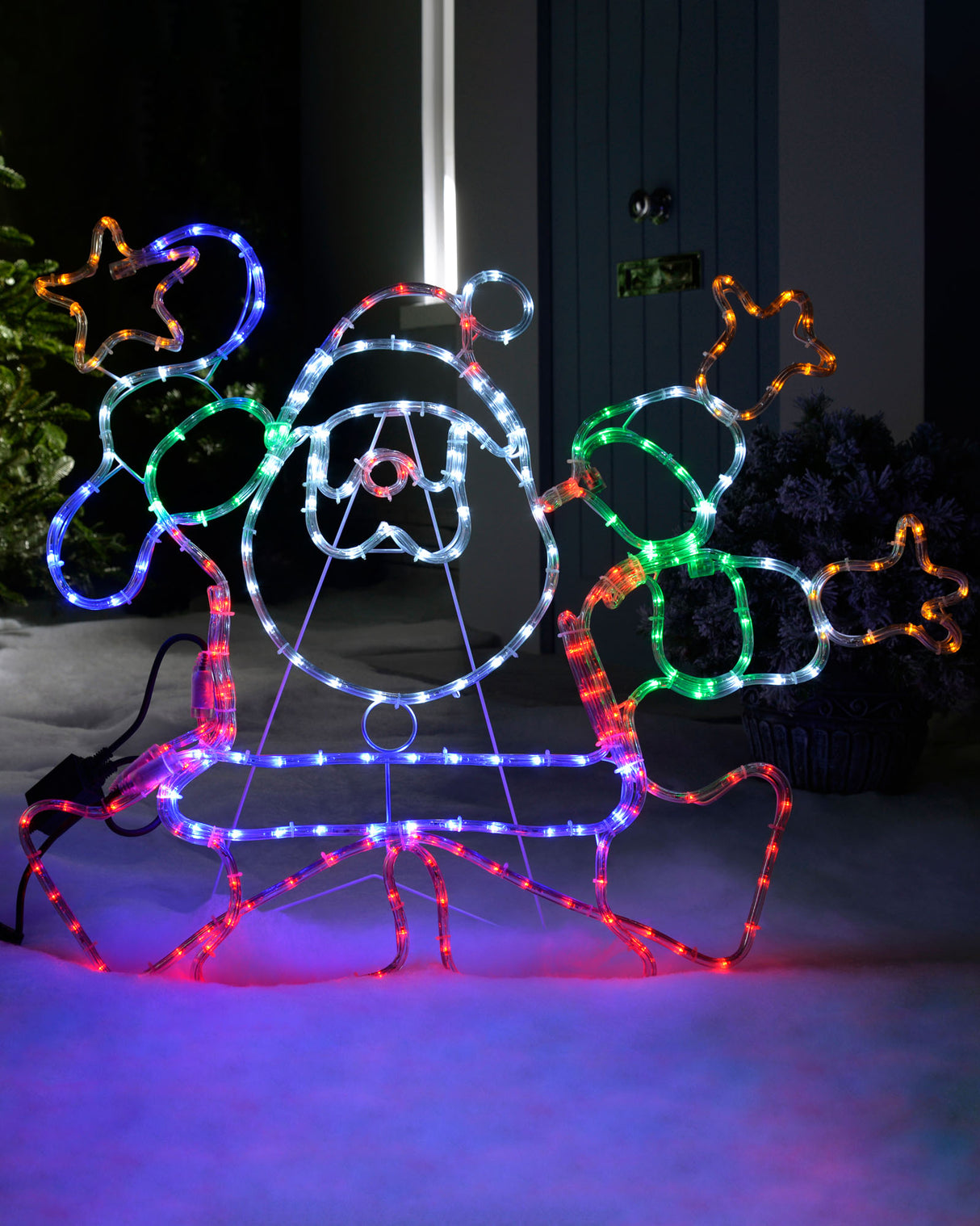 Animated Santa Rope Light Silhouette, 90 cm