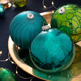Emerald Glass Baubles, 3 Pack, 13 cm