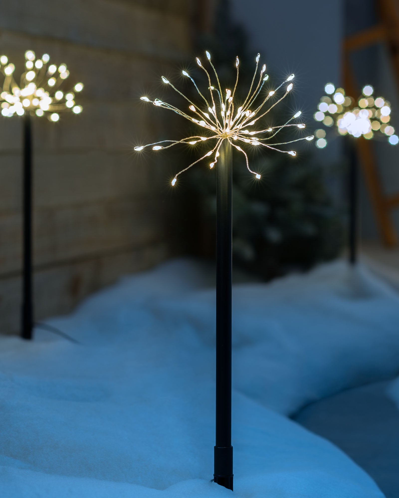 Set of 4 Exploding Firework Pathway Stake Lights, 44 cm