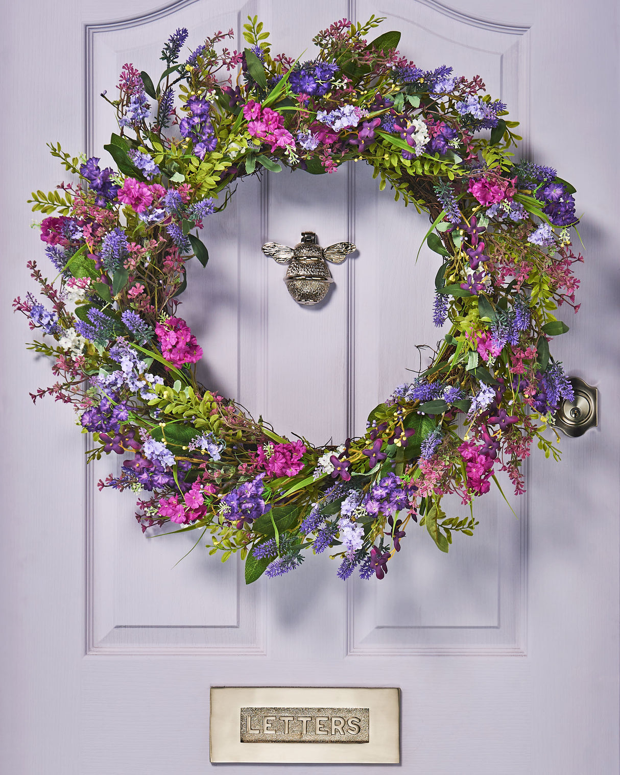 Artificial Spring Lavender Wreath, Purple, 28 Inch