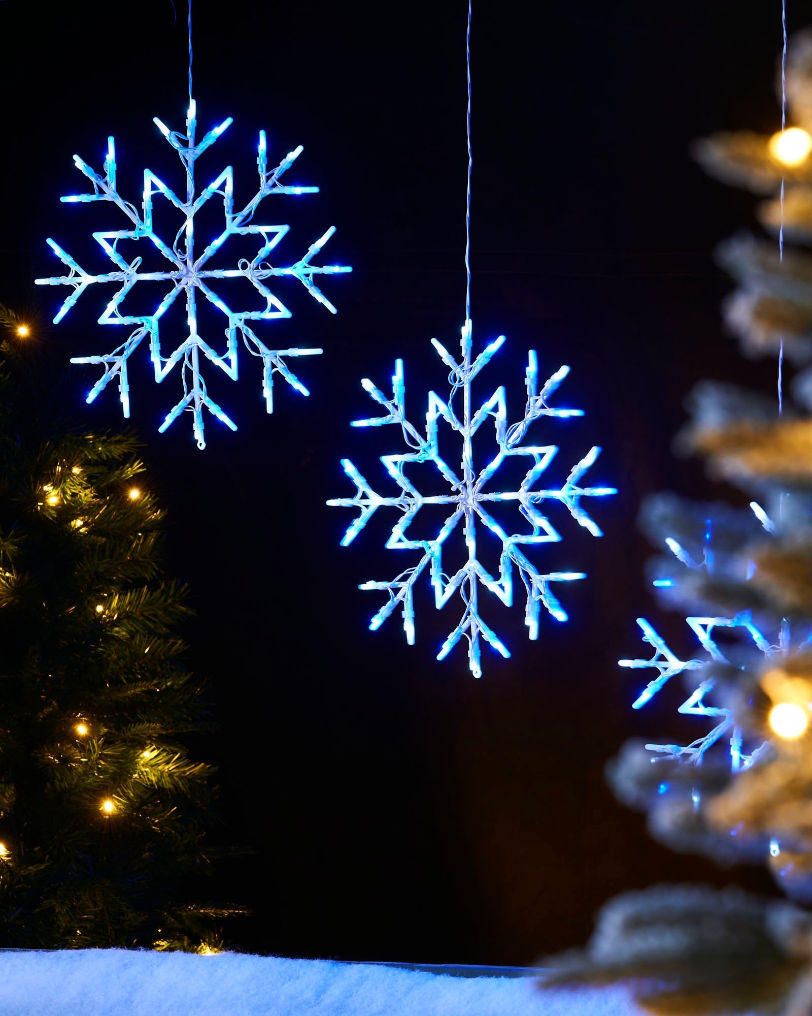 Pack of 2 Blue Snowflake Silhouettes, 36 cm