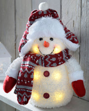 Pre-Lit LED Snowman Figurine, 25 cm
